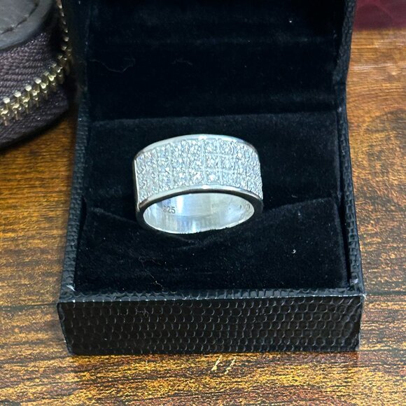 2.50Ct Unisex 3 Row Certified Diamond Solid Band Ring .925 Silver Size 8